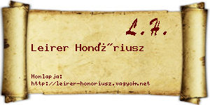 Leirer Honóriusz névjegykártya
